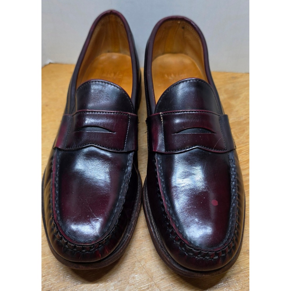 Frye Mens Penny Loafers 10.5 N Burgundy Leather Handsewn Made in USA 21010